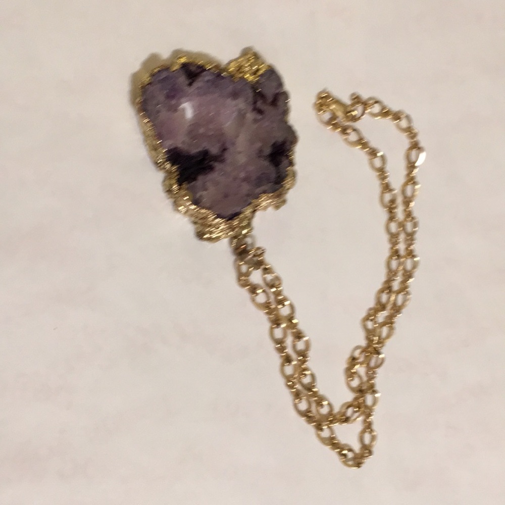 Agate stone, gold tone trim, 16” gold tone chain😍 - Picture 3 of 8